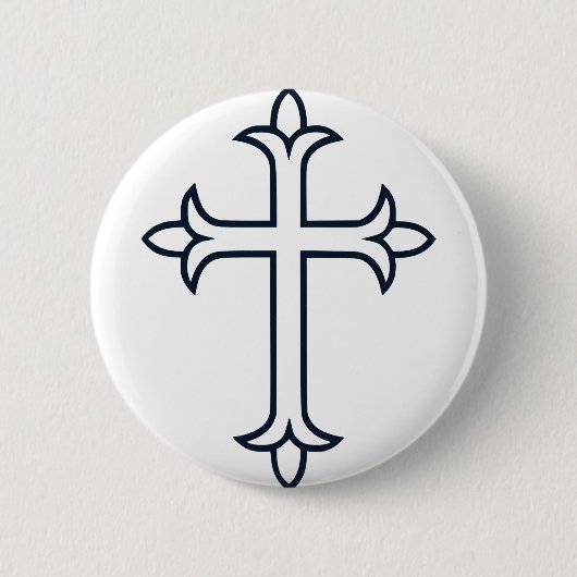 Badge Rond 5 Cm Croix Chrétienne Classique Art Minimaliste Fin (Devant)