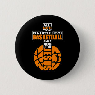 Badge Rond 5 Cm Croix chrétienne de basket-ball