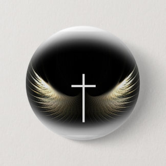 Badge Rond 5 Cm Croix chrétienne et Saint-Esprit