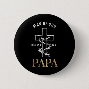 Badge Rond 5 Cm Croix chrétienne Fête des pères Papa mari papa Die