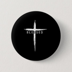 Badge Rond 5 Cm Croix chrétienne graphique Jésus-Christ Hommes Fem