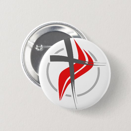 Badge Rond 5 Cm Croix chrétienne/méthodiste (Devant & derrière)