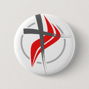 Badge Rond 5 Cm Croix chrétienne/méthodiste