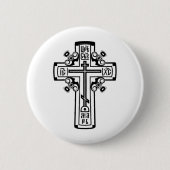 Badge Rond 5 Cm Croix chrétienne orthodoxe (Devant)