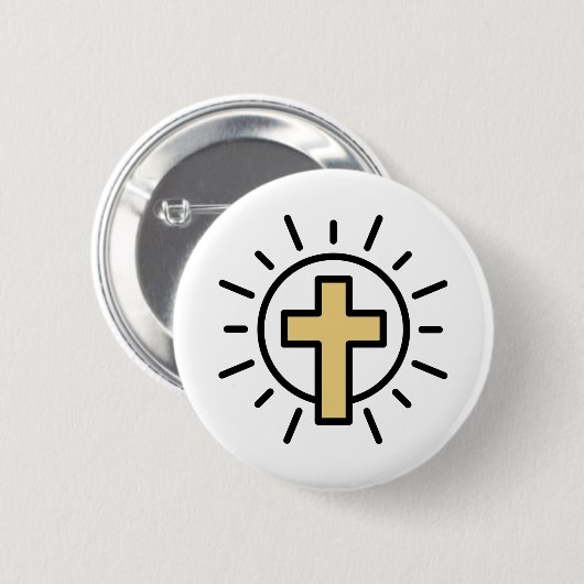 Badge Rond 5 Cm Croix chrétienne simple (Devant & derrière)