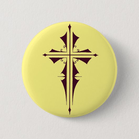 Badge Rond 5 Cm Croix chrétienne violette (Devant)
