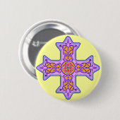 Badge Rond 5 Cm Croix copte en pastel magnifique (Devant & derrière)
