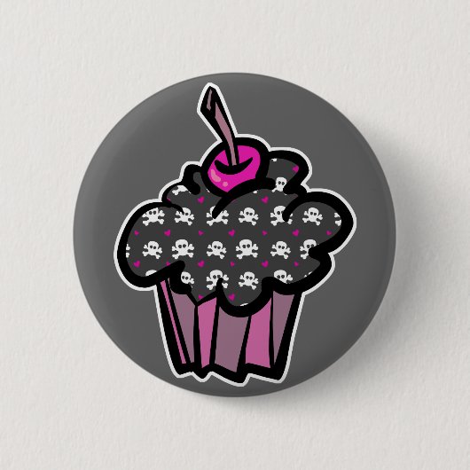 Badge Rond 5 Cm croix de crâne goth cupcake (Devant)