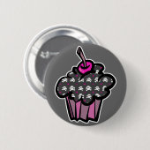 Badge Rond 5 Cm croix de crâne goth cupcake (Devant & derrière)