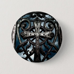 Badge Rond 5 Cm Croix de fer forgé
