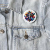 Badge Rond 5 Cm Croix de l'art Abstrait (En situation)