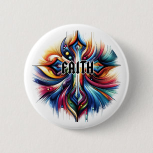 Badge Rond 5 Cm Croix de l'art Abstrait