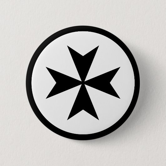Badge Rond 5 Cm Croix de Malte noire (Devant)