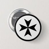 Badge Rond 5 Cm Croix de Malte noire (Devant & derrière)
