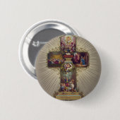 Badge Rond 5 Cm Croix de Pâques (Devant & derrière)