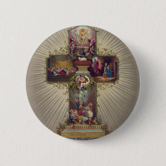 Badge Rond 5 Cm Croix de Pâques