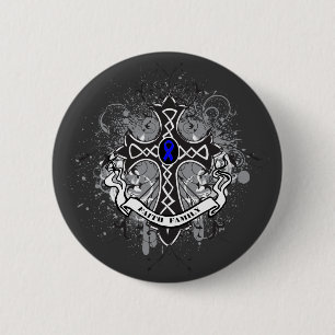 Badge Rond 5 Cm Croix de prière de famille de foi - cancer du