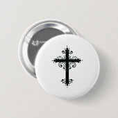 Badge Rond 5 Cm Croix de religion avec un ornement (Devant & derrière)