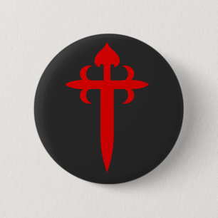 Badge Rond 5 Cm Croix de Saint Jacques L'Emblème en forme d'épée r