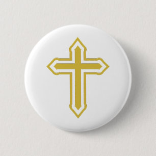 Badge Rond 5 Cm Croix d'or