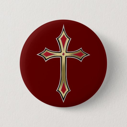 Badge Rond 5 Cm Croix d'or (Devant)