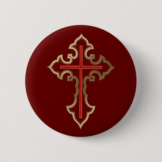 Badge Rond 5 Cm Croix d'or (Devant)