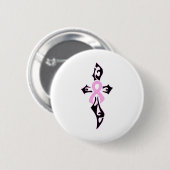 Badge Rond 5 Cm Croix du cancer du sein (Devant & derrière)