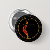 Badge Rond 5 Cm Croix et flamme (Devant & derrière)