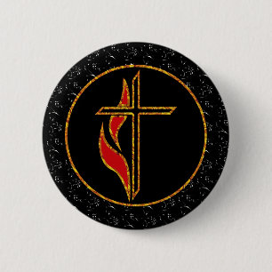 Badge Rond 5 Cm Croix et flamme
