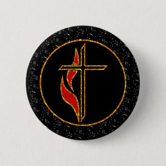 Badge Rond 5 Cm Croix et flamme