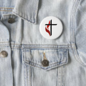 Badge Rond 5 Cm Croix flamme (En situation)