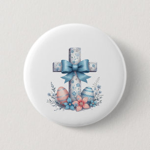 Badge Rond 5 Cm Croix florale Coquette Jésus Bow Religion chrétien