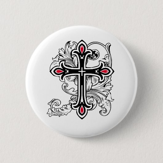 Badge Rond 5 Cm Croix gothique (Devant)