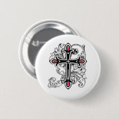 Badge Rond 5 Cm Croix gothique (Devant & derrière)