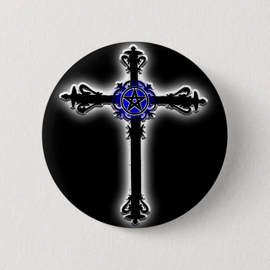 Badge Rond 5 Cm Croix gothique (Devant)
