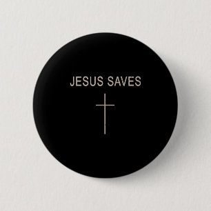 Badge Rond 5 Cm Croix Jésus Sauve Minimaliste Foi Chrétienne Relig