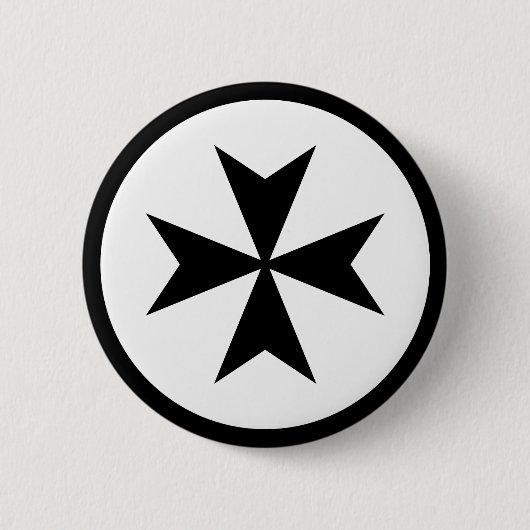 Badge Rond 5 Cm Croix maltaise noire (Devant)