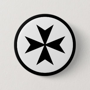 Badge Rond 5 Cm Croix maltaise noire