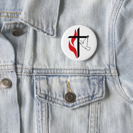 Badge Rond 5 Cm Croix méthodiste et colombe (En situation)