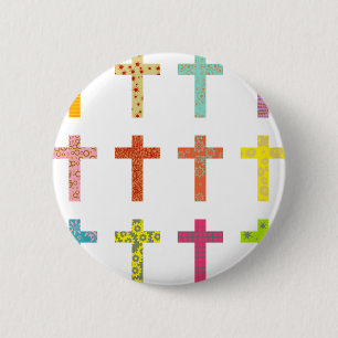 Badge Rond 5 Cm Croix modelées