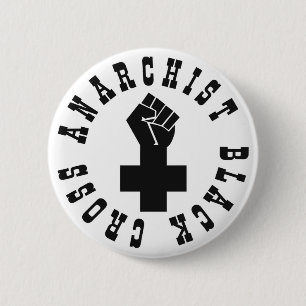 Badge Rond 5 Cm Croix noire d'anarchiste