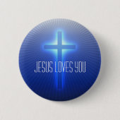 Badge Rond 5 Cm Croix religieuse | Jésus vous aime (Devant)