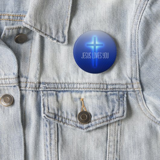 Badge Rond 5 Cm Croix religieuse | Jésus vous aime (En situation)
