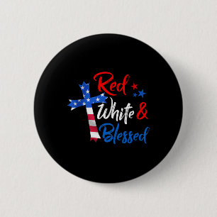 Badge Rond 5 Cm Croix Rouge Blanc & Béni 4 juillet Hommes Femm