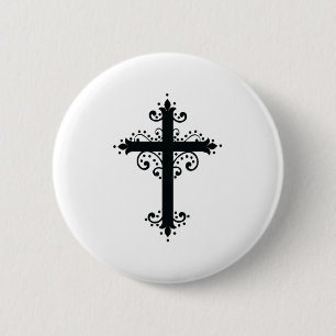 Badge Rond 5 Cm Croix sculptée décorative de luxe