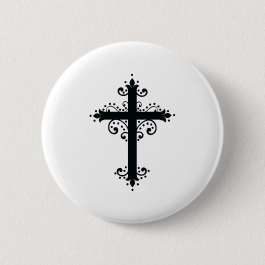 Badge Rond 5 Cm Croix sculptée décorative de luxe (Devant)