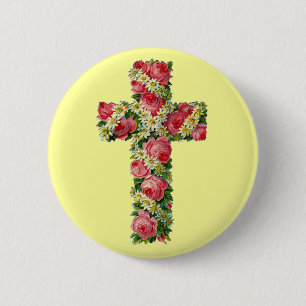 Badge Rond 5 Cm Croix vintage