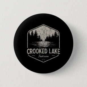 Badge Rond 5 Cm Crooked Lake Indiana Extérieur Vintage