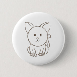 Badge Rond 5 Cm Croquis adorable pour chat