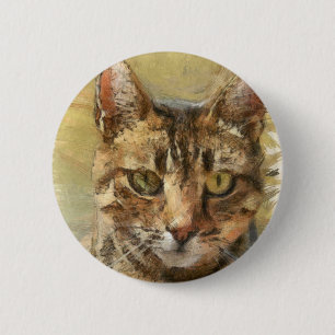 Badge Rond 5 Cm Croquis au crayon Tabby Cat